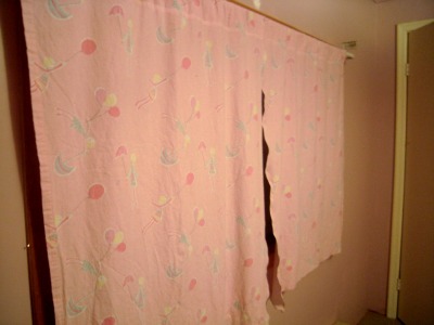 pink curtains