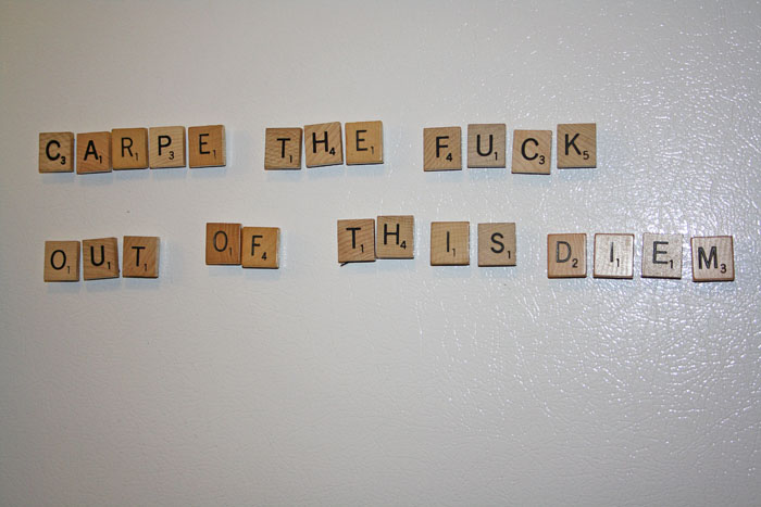 scrabble tile magnets - carpe the fuck out of this diem