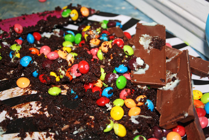 Chocolate Kit Kat Skittles Cake (aka The Willy Wonka Cake)
