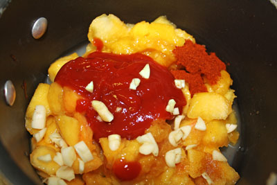 Mango Marinated Peach BBQ Chicken with Hassleback Potatoes