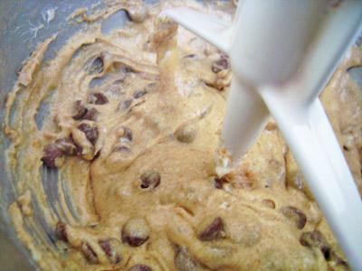 peanut butter stuffed double chocolate chip cookies