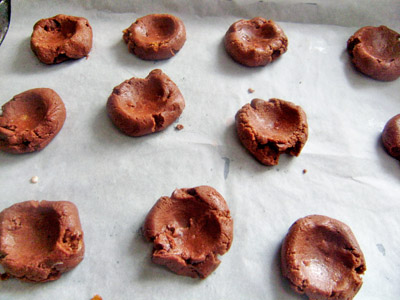 peanut butter stuffed double chocolate chip cookies