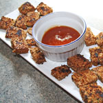 Peas and Thank You's Tofu Nuggets, homemade bbq sauce, lime thaini sauce, cinnamon vinaigrette