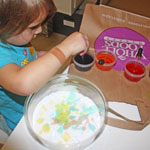 Baking Soda and Tinted Vinegar - Preschooler Activity